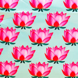 Lotus Printed Ethnic Handcrafted Zip Up Fabric Bag - Blue