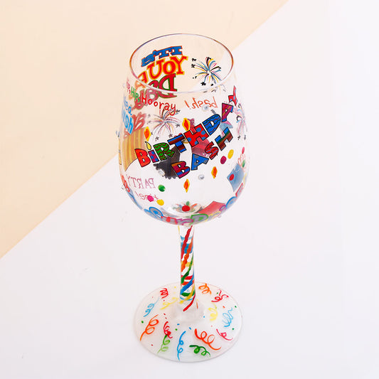 Bithday Bash Quoted Birthday Wine Glass