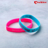 Silicone Friendship Bands Blue and Pink Set of 2