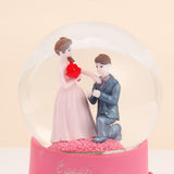 Magenta Romantic Couple Musical Snow Globe
