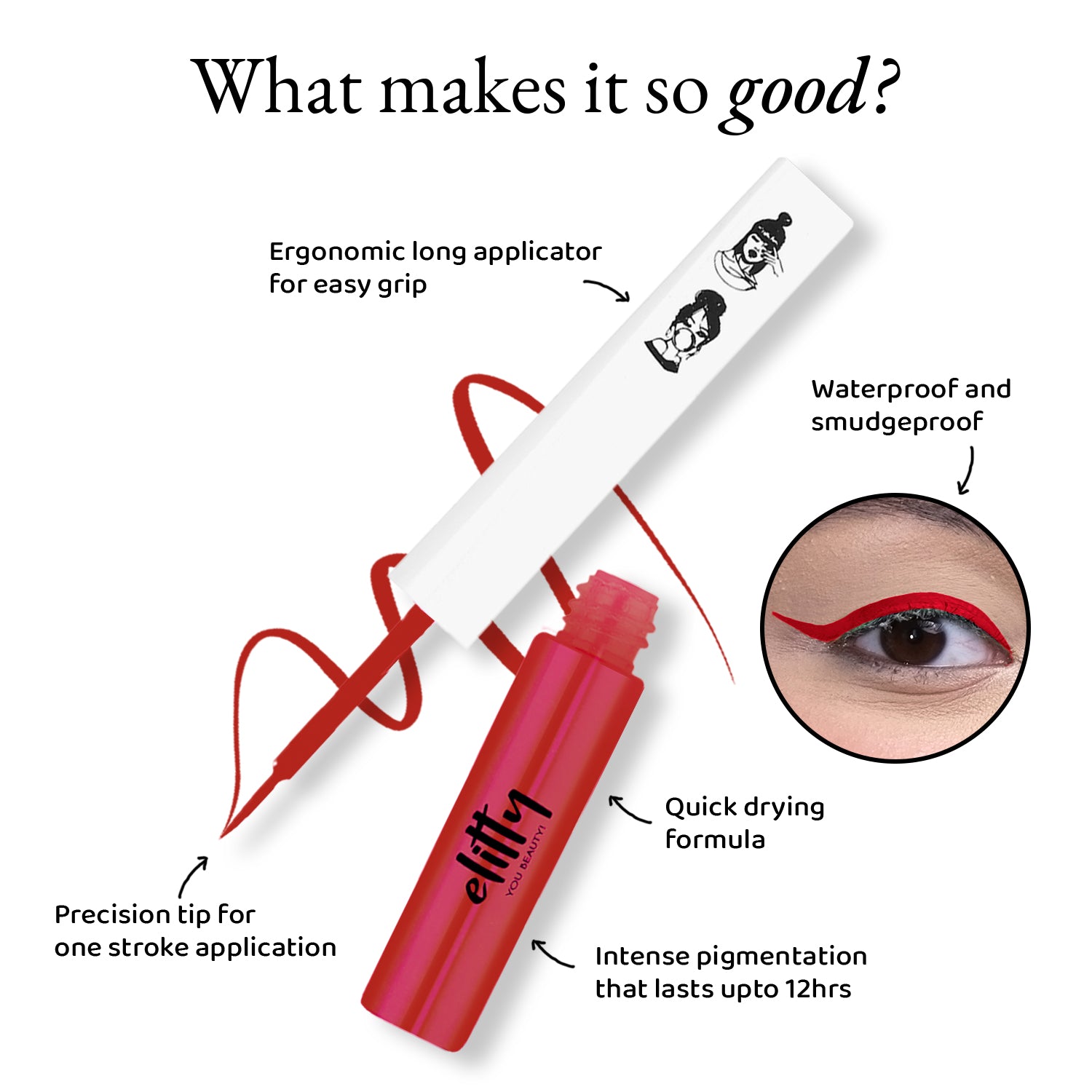 Elitty Brick Red Matte Pop Coloured Eyeliner -Rusty Rouge (4ml)