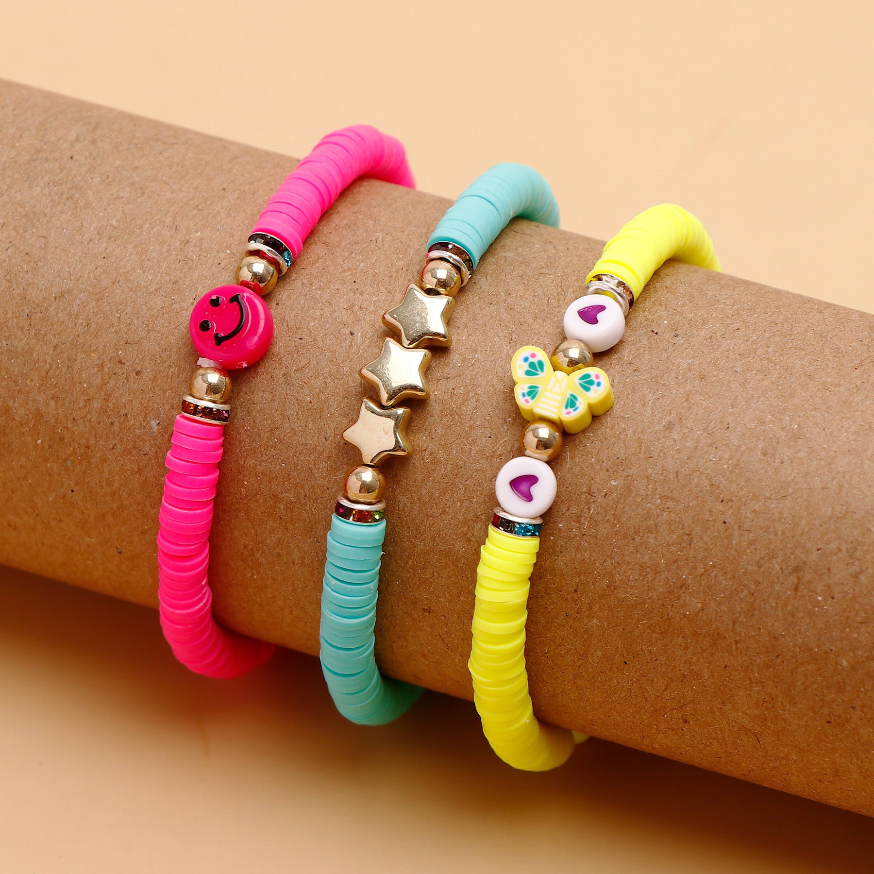 Golden Charm Colourful Multi Layer Bracelet Set
