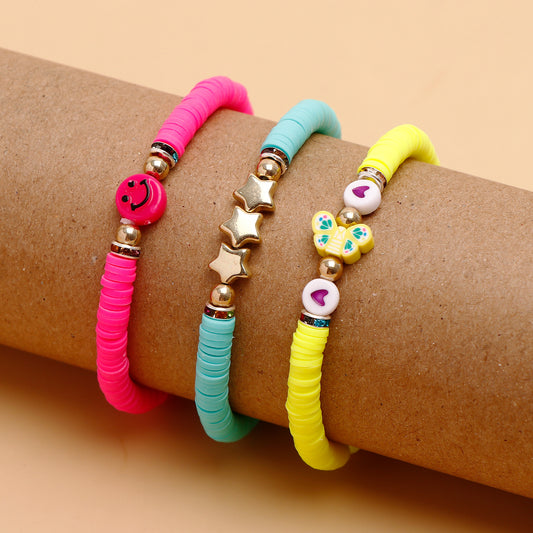 Golden Charm Colourful Multi Layer Bracelet Set