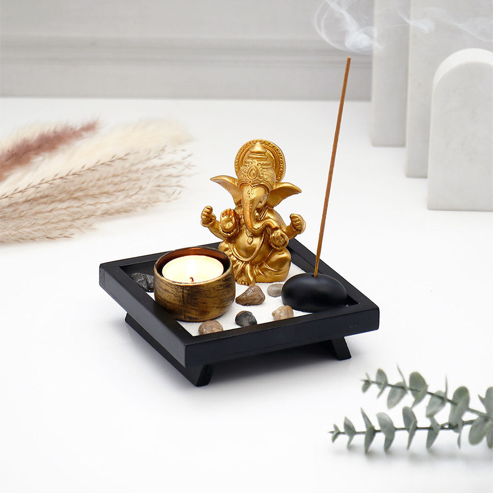 Golden Ganesha Incense Stick Holder
