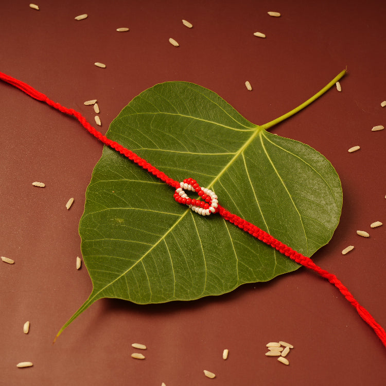 Knotted Beads White Rakhi