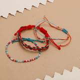 Braided Red Multi Layer Bracelet Set