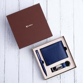 Royal Blue Wallet Pen Keychain Gift Set