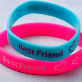 Silicone Friendship Bands Blue and Pink Set of 2
