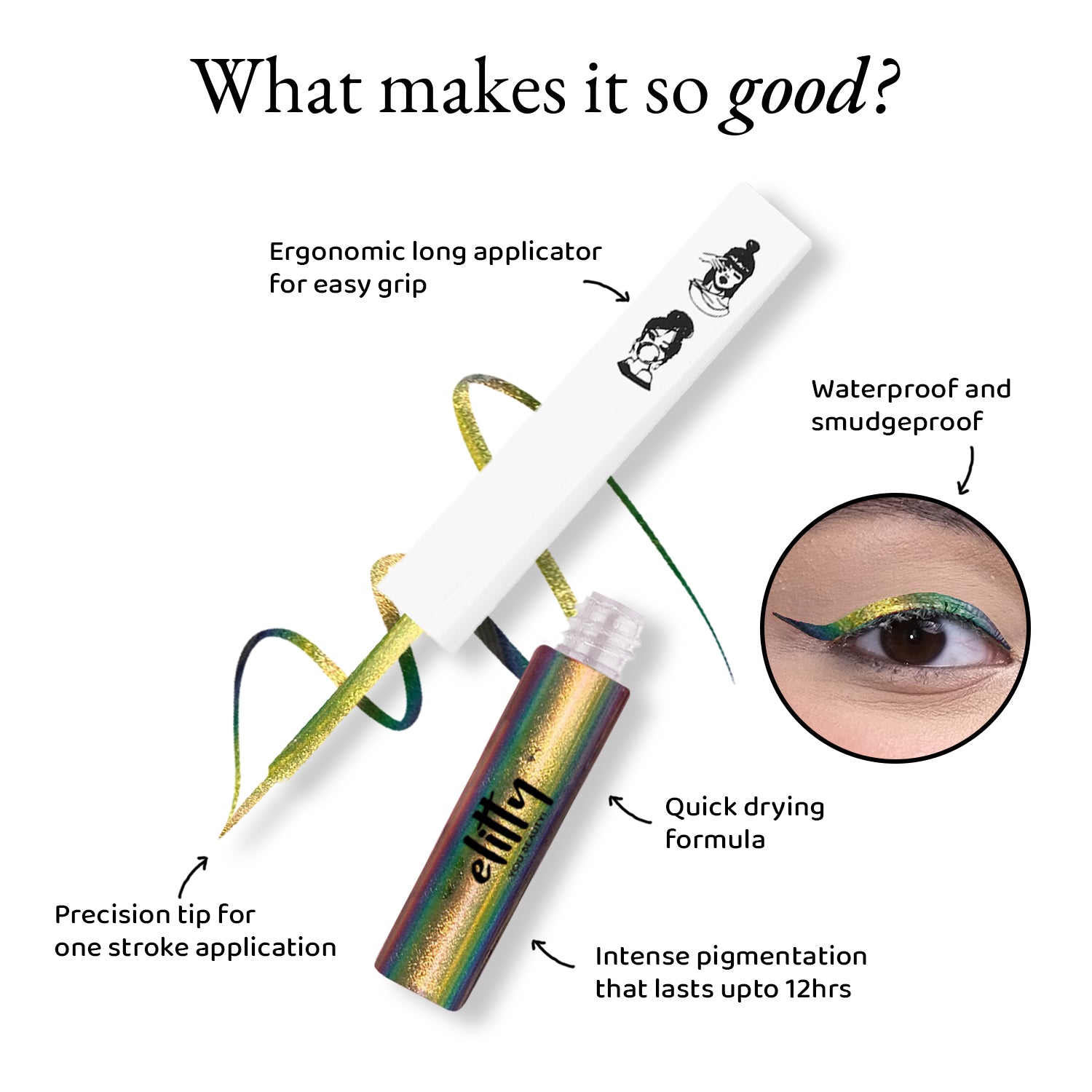 Elitty Green- Brown Ombre Holographic Eyeliner - All The Rizz ( 4ml)