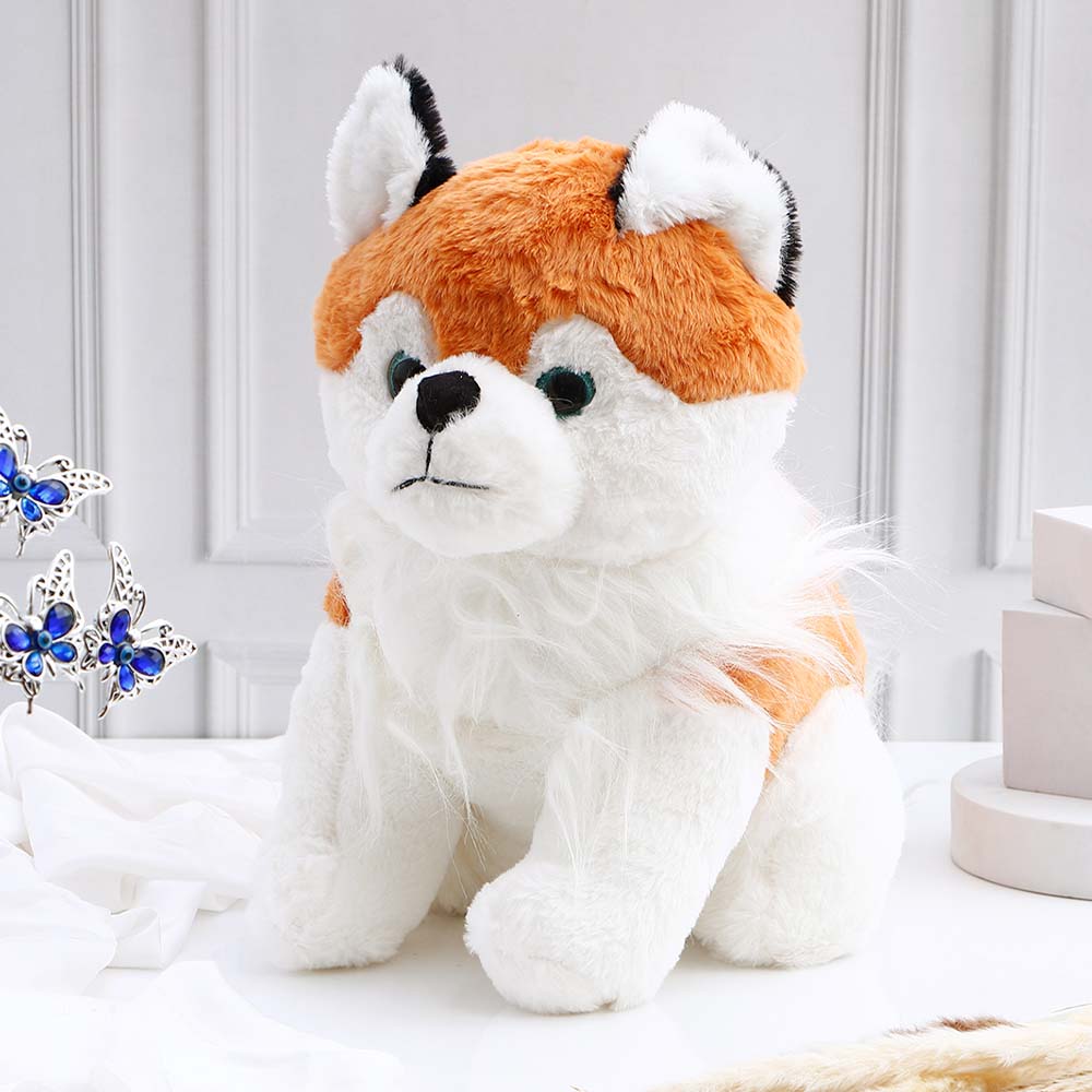 White and Brown Husky Soft Toy