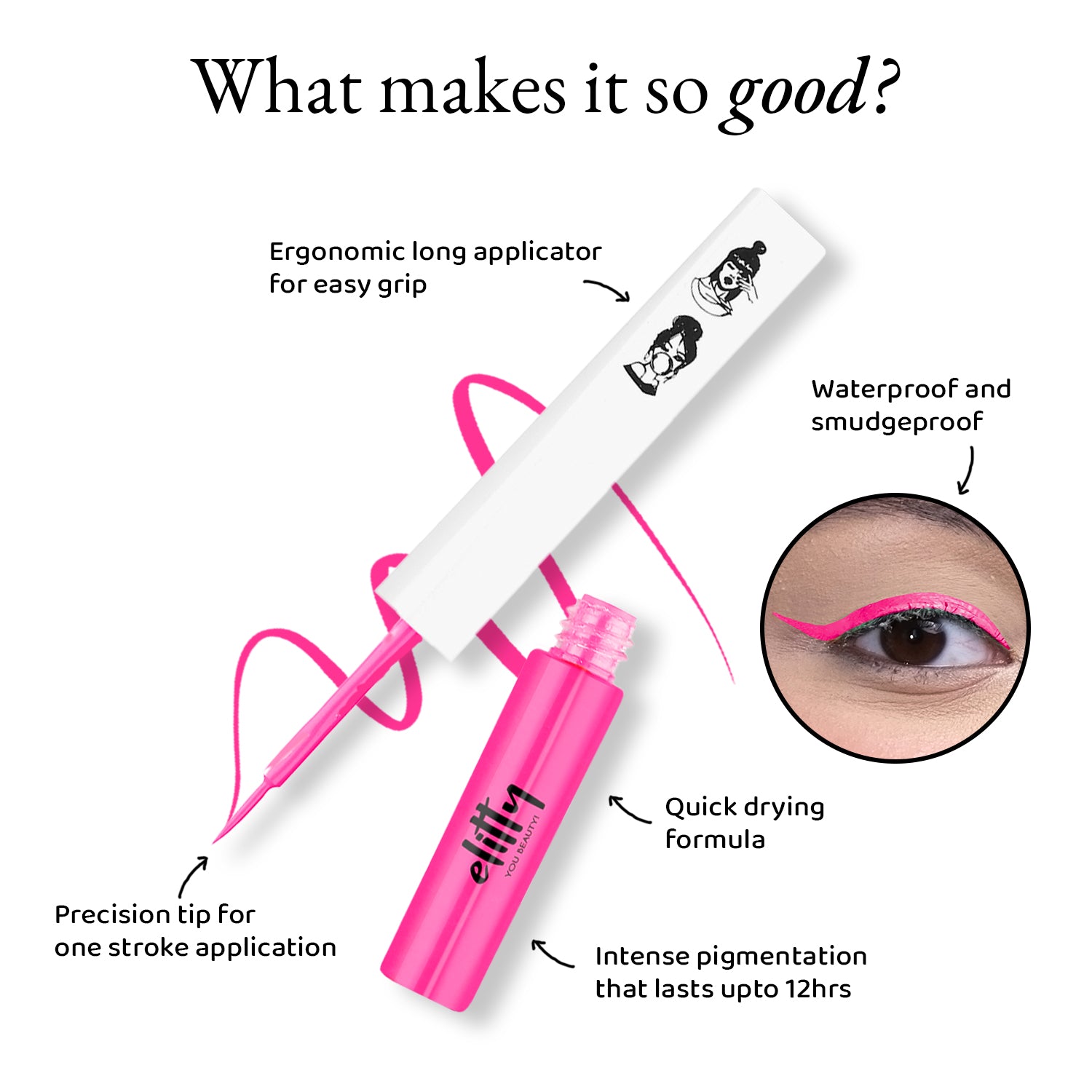 Elitty Deep Pink Matte Pop Coloured Eyeliner - Forgotten Kiss (4ml)