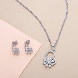 Blush Bloom Pendant with Earring Set