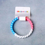 Interlocked Silicone Friendship Band Pastel Pink and Blue