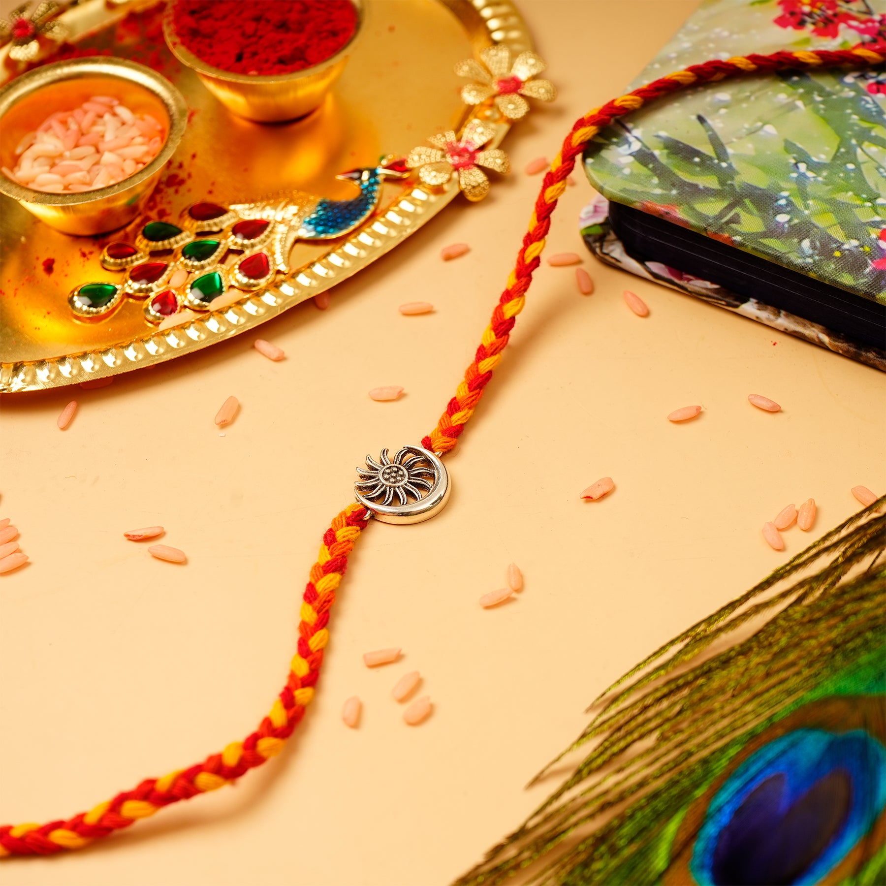 Surya-Chandra Premium Silver Rakhi