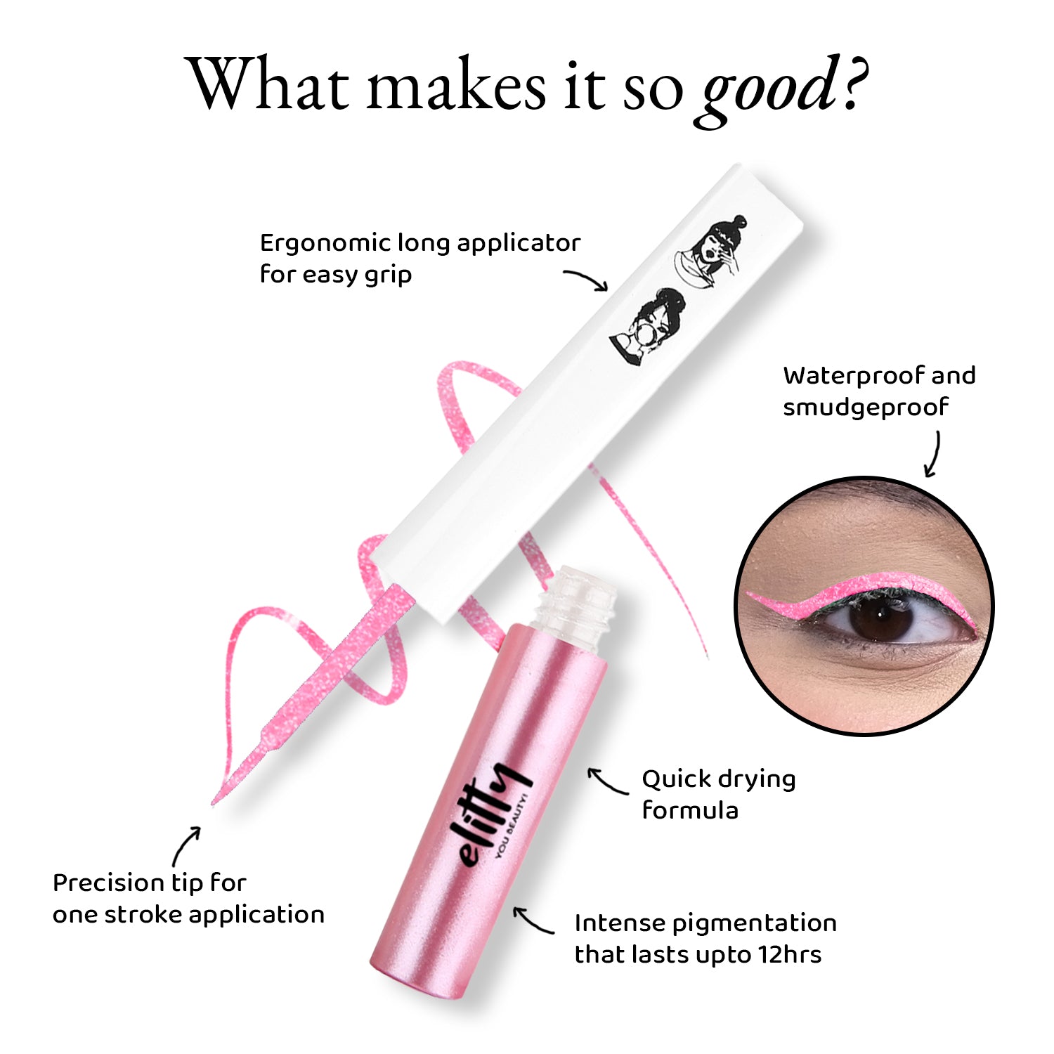 Elitty Pink Metallic Pop Coloured Eyeliner - Space Goddess (4ml)