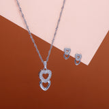 Twin Hearts Pendant with Earring Set