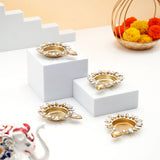 Handcrafted Stone Emblished Metal Diya - Pack of 4