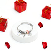 Daisies and Bows Charms Silver Bracelet