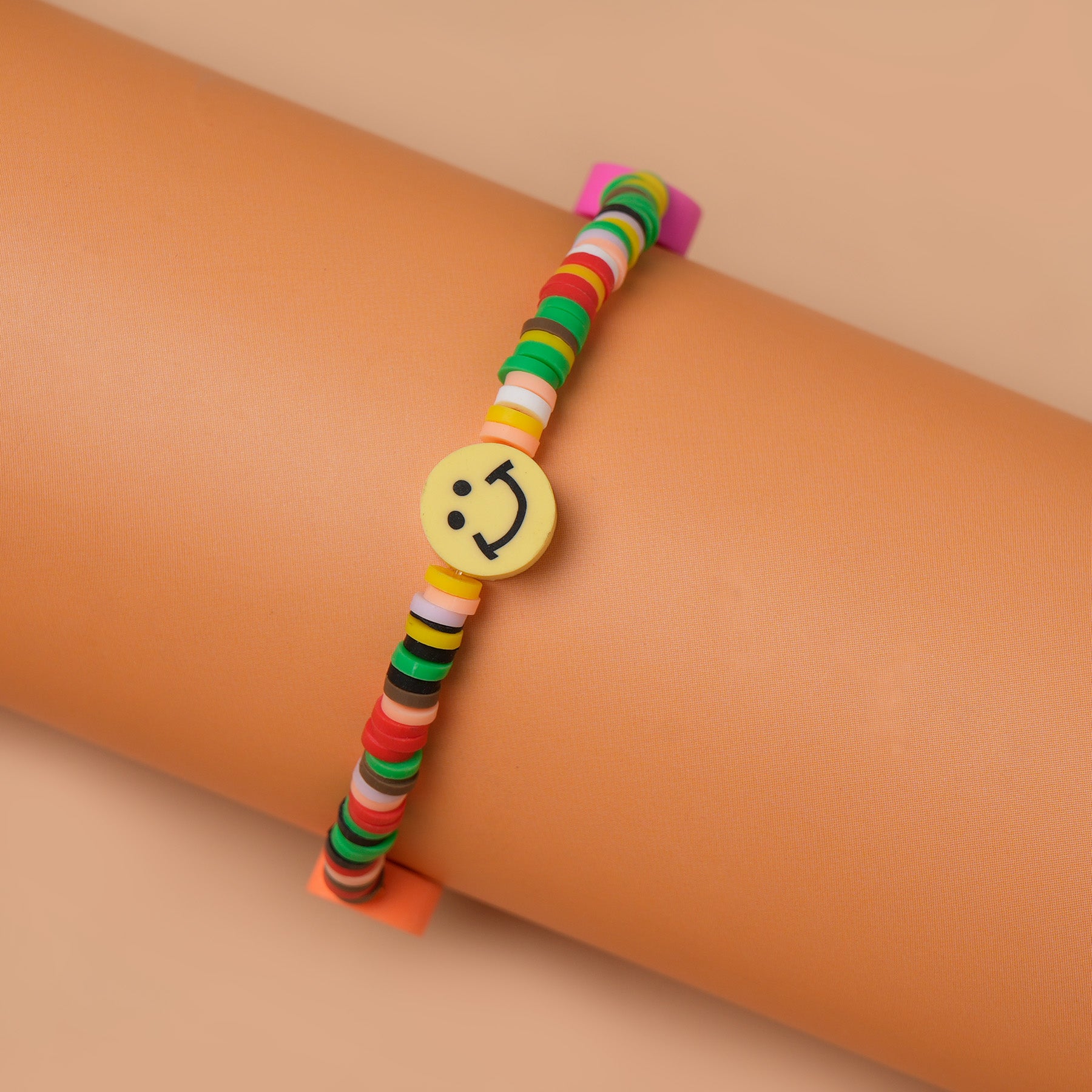 Multicolour Loop Smiley Bead Friendship Bracelet