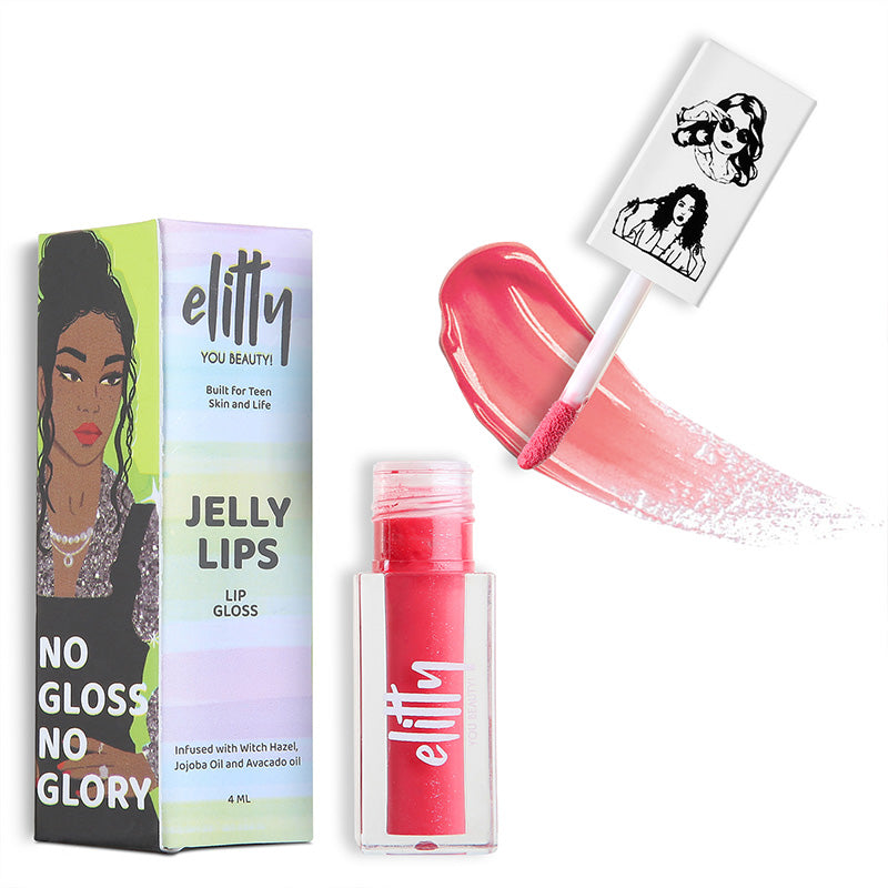 Elitty Jelly Lips- Pink Lip Gloss for High Shine, Glossy Finish - Pretty Drip (4ml)