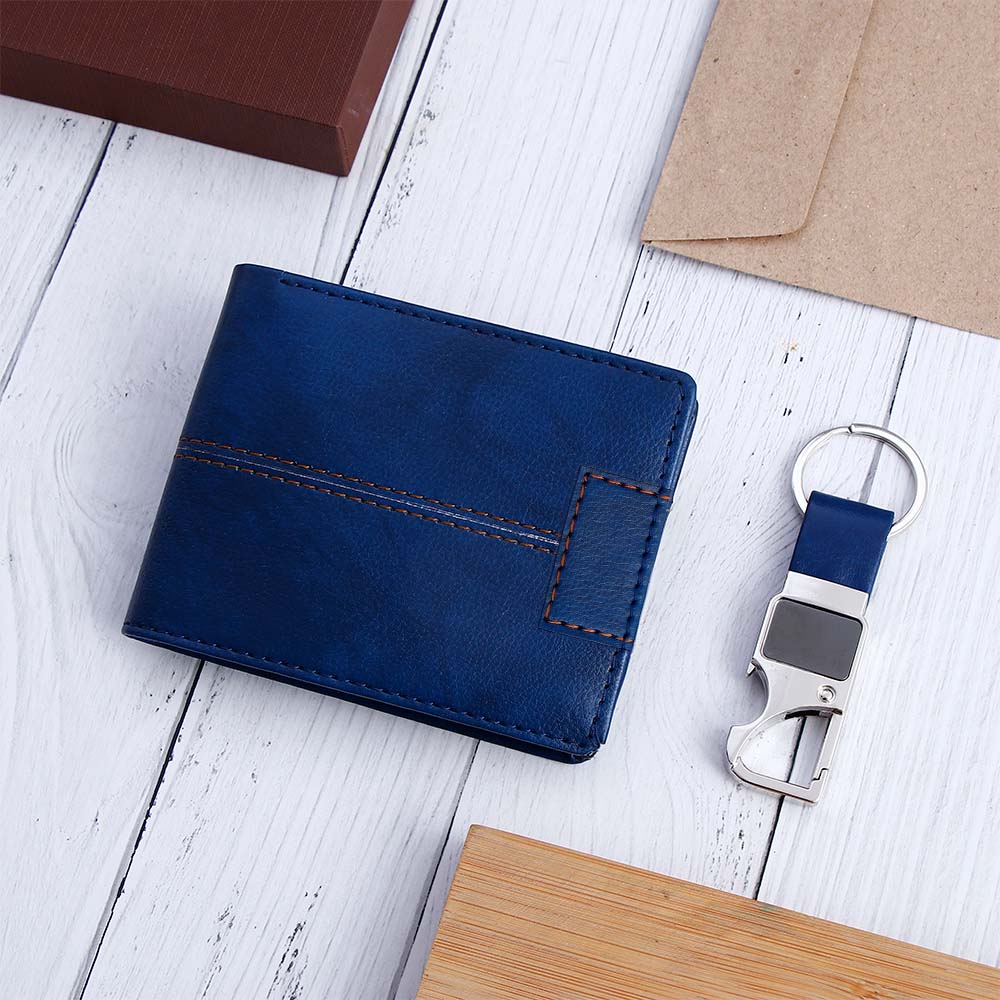 Royal Blue Wallet And Keychain Gift Set