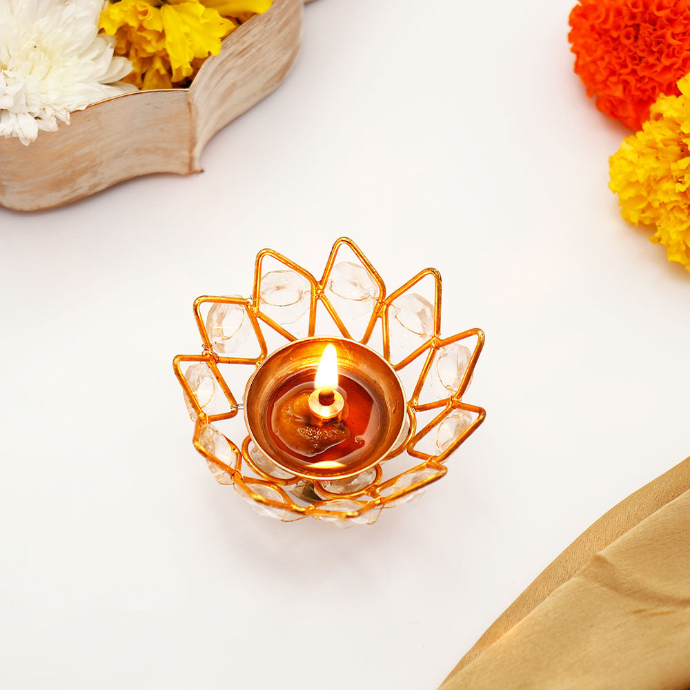 Golden Lotus Akhand Jyoti Diya