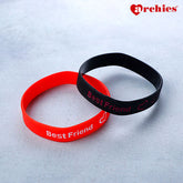 Silicone Friendship Bands Black and Red Set of 2