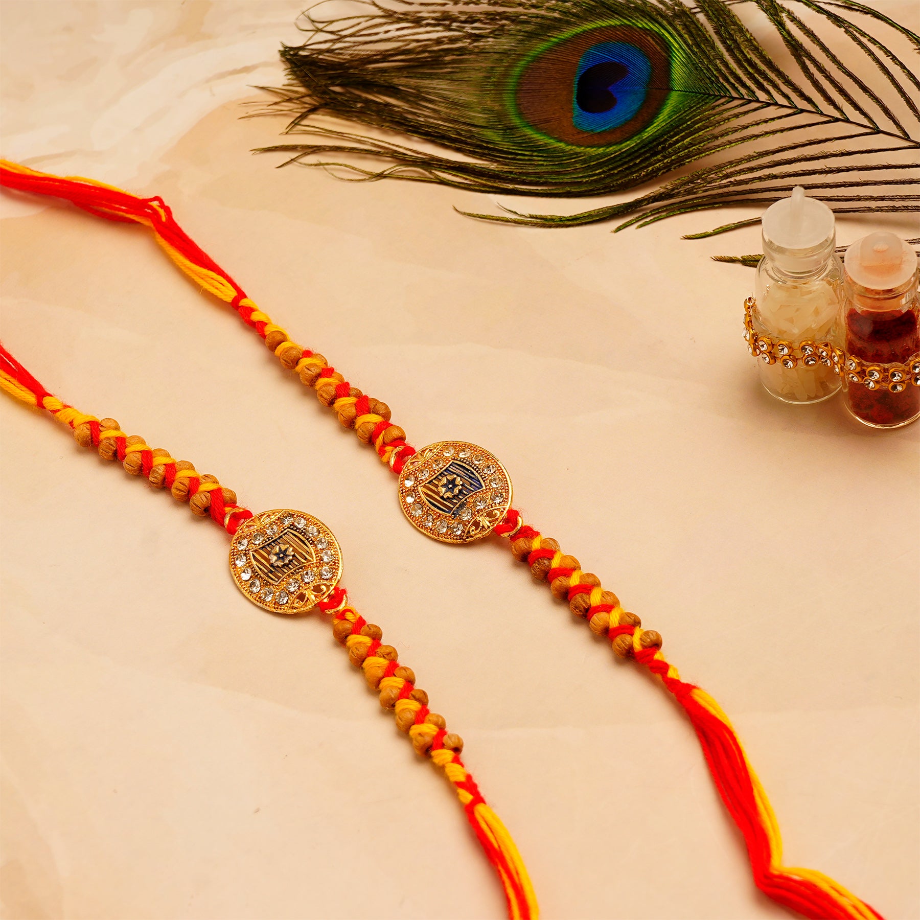 Gold Emblished Rakhi Pack of 2