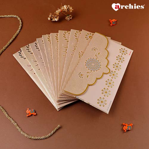 Archies Aesthetic Pastel Peach Shagun Envelopes for Occasions Pack of 10