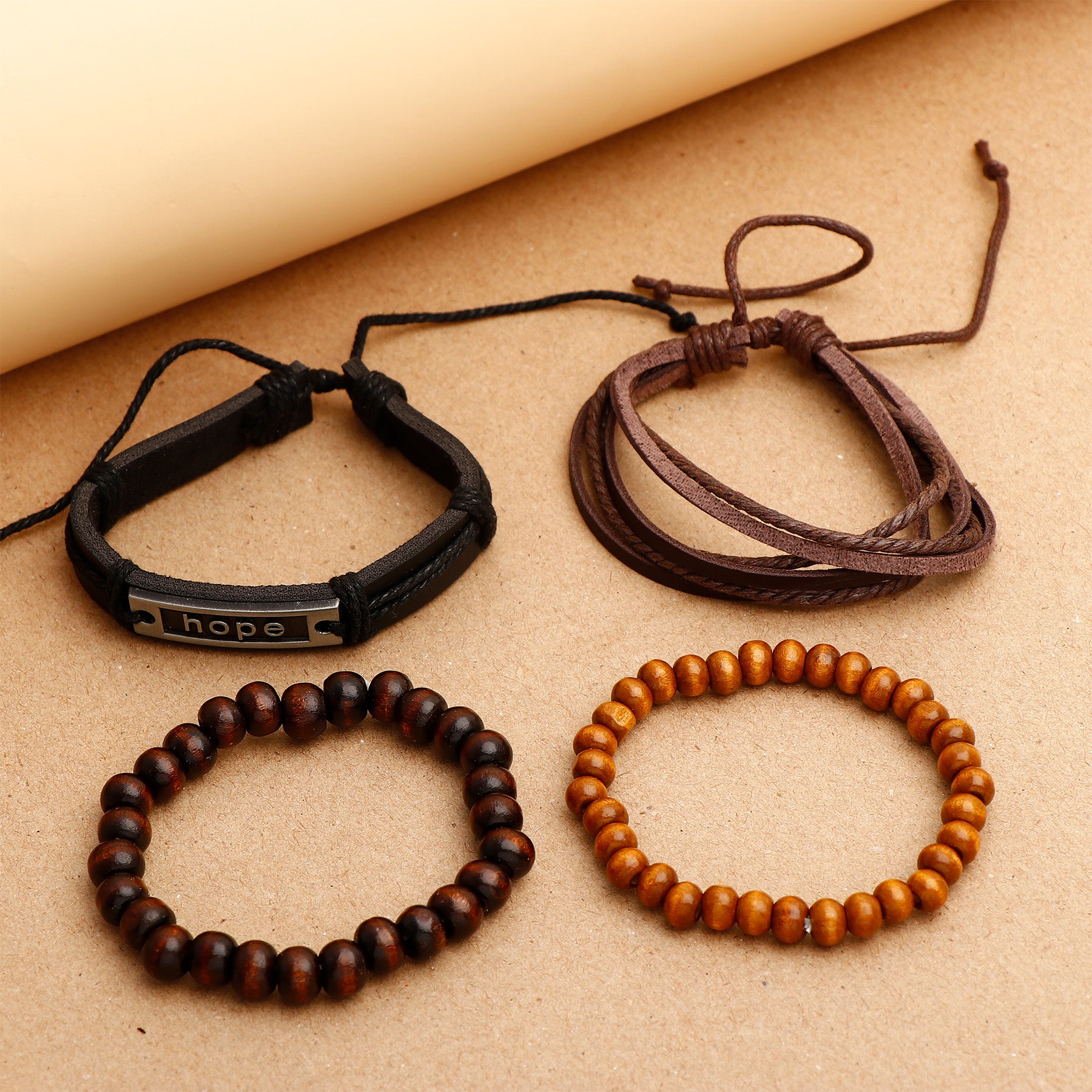 Hope Quoted Beaded Multilayer Leather Bracelet