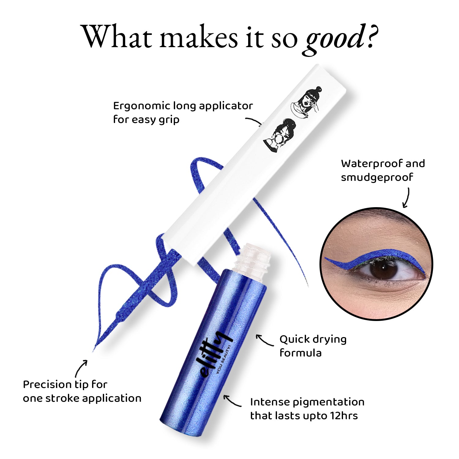 Elitty Blue Metallic Pop Coloured Eyeliner - Heaven's Calling (4ml)