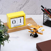 Vintage Biplane Table Top Calendar - Yellow