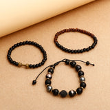 Wood Craft Beaded Dumbell Multilayer Bracelet