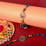 Gold Emblished Peacock Bhaiya Bhabhi Rakhi