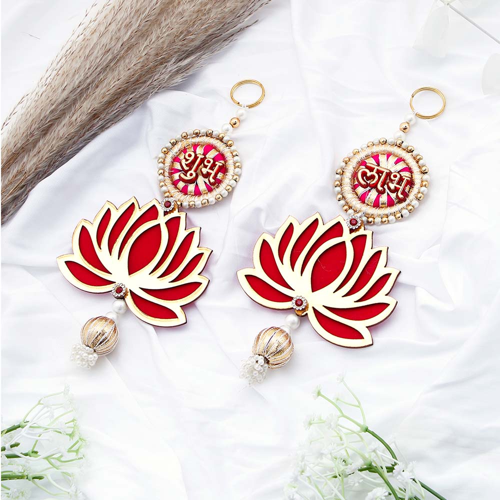 Traditional Pink Shubh Labh Lotus Hanging