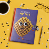 Waffle Theme Googli Eyes Lock Notebook