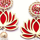 Traditional Pink Shubh Labh Lotus Hanging