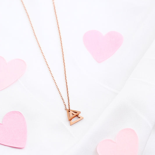 Interlocked Triangles Golden Chain Pendant