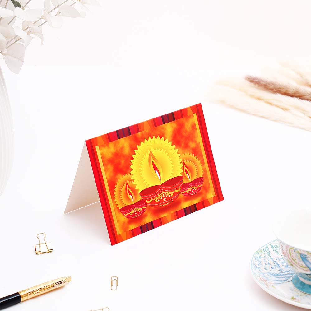 Elegant Diwali Seasons Greeting Card Pack Of 10