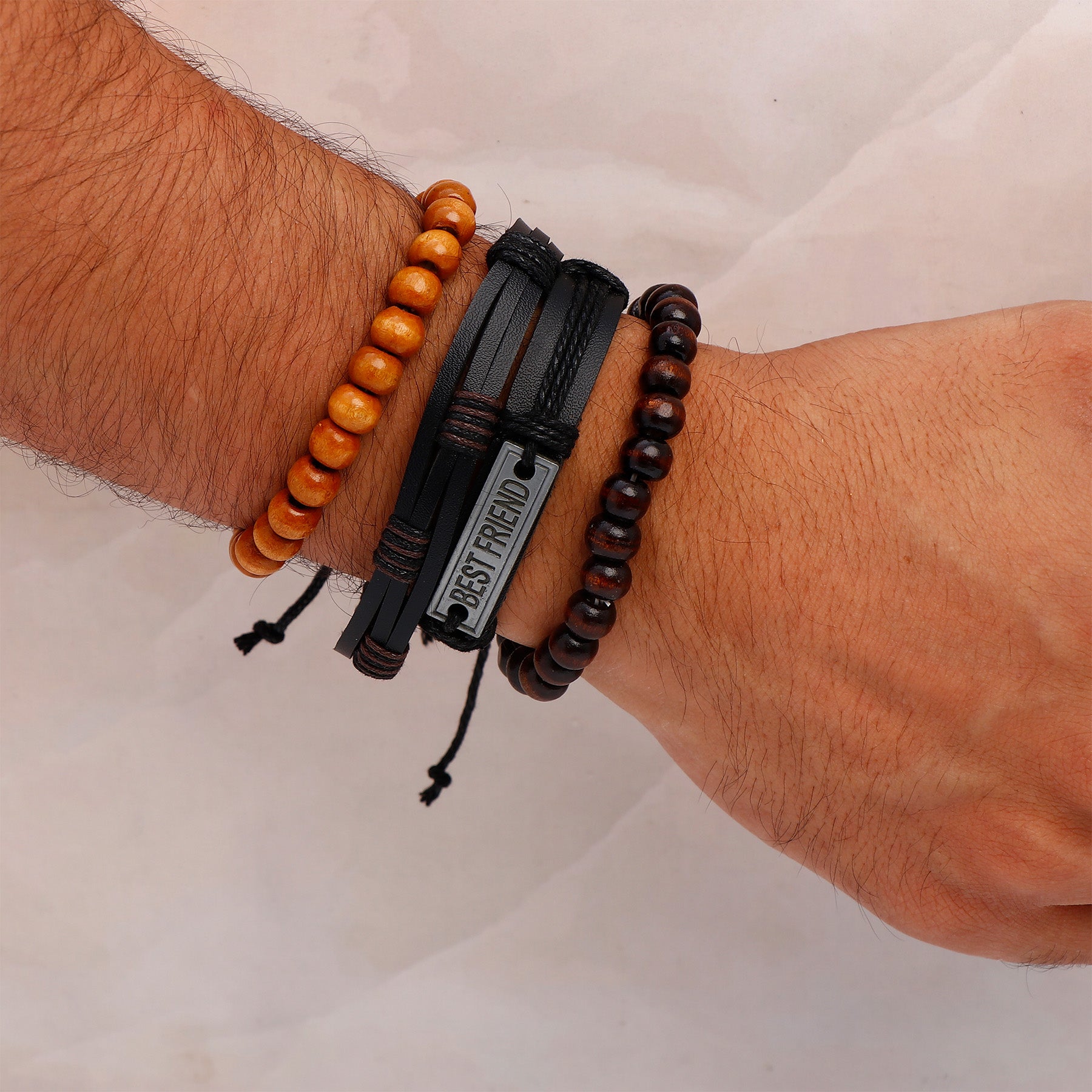 Best Friend Quoted Beaded Multilayer Leather Bracelet