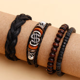 Dollar Beaded Multilayer Braided Leather Bracelet