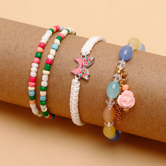 Butterfly Charm Multi Layer Bracelet Set