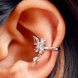 Silver-Toned Butterfly Lariat Necklace and Earcuff Set