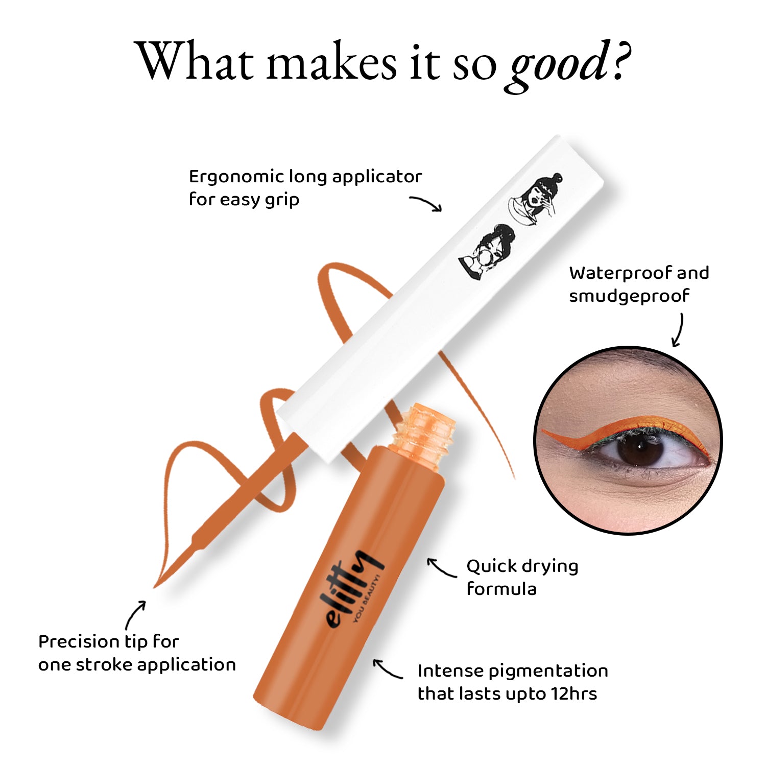 Elitty Orange Matte Pop Coloured Eyeliner - Devil's Advocate (4ml)
