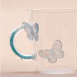 Blue Butterfly Charmed Glass Mug