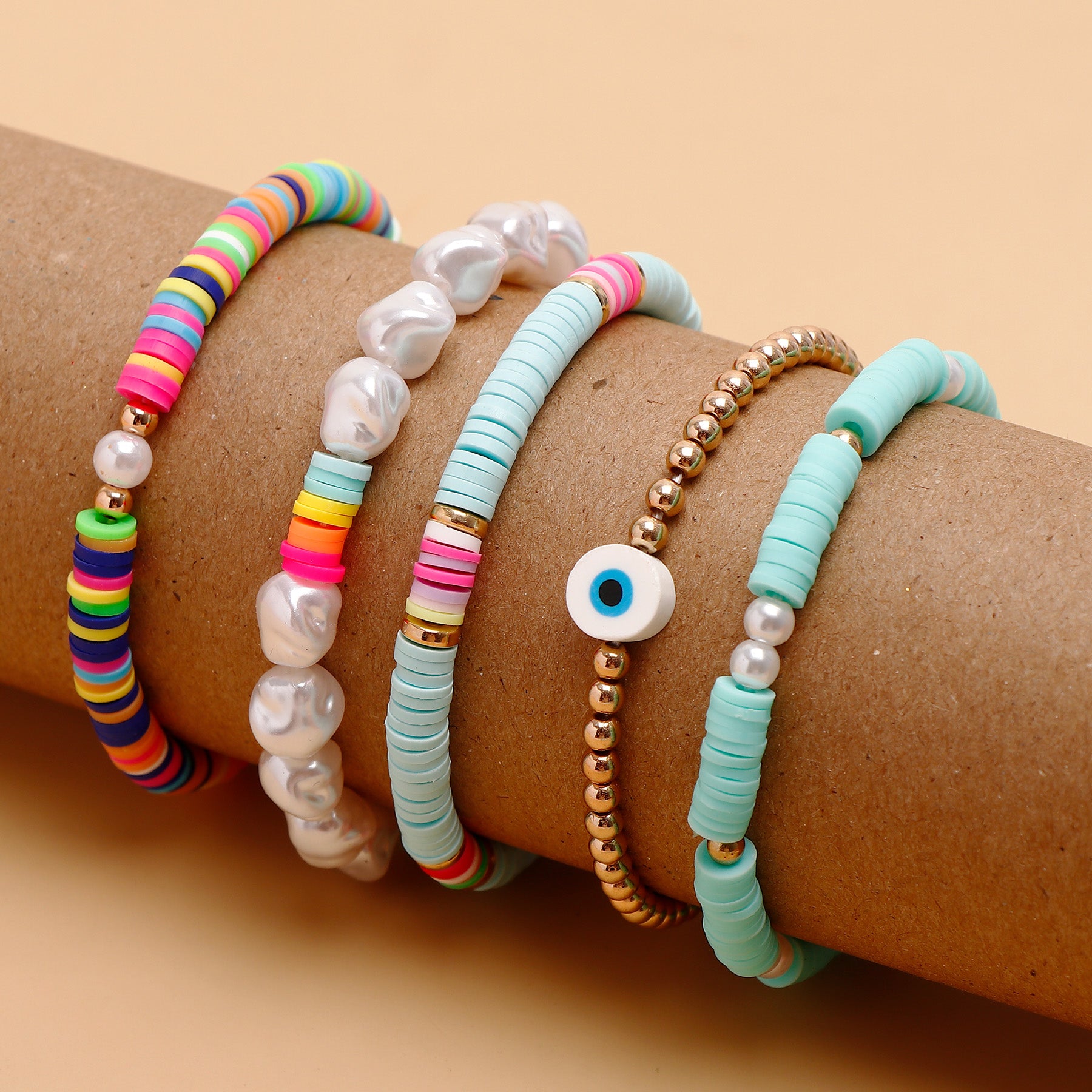 Evil Eye Multi Layer Bracelet Set