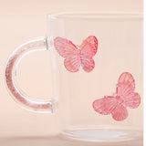 Pink Butterfly Charmed Glass Mug
