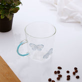 Blue Butterfly Charmed Glass Mug