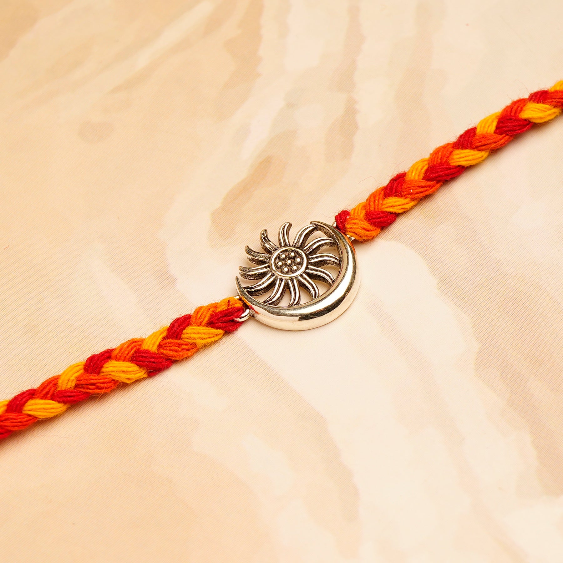 Surya-Chandra Premium Silver Rakhi