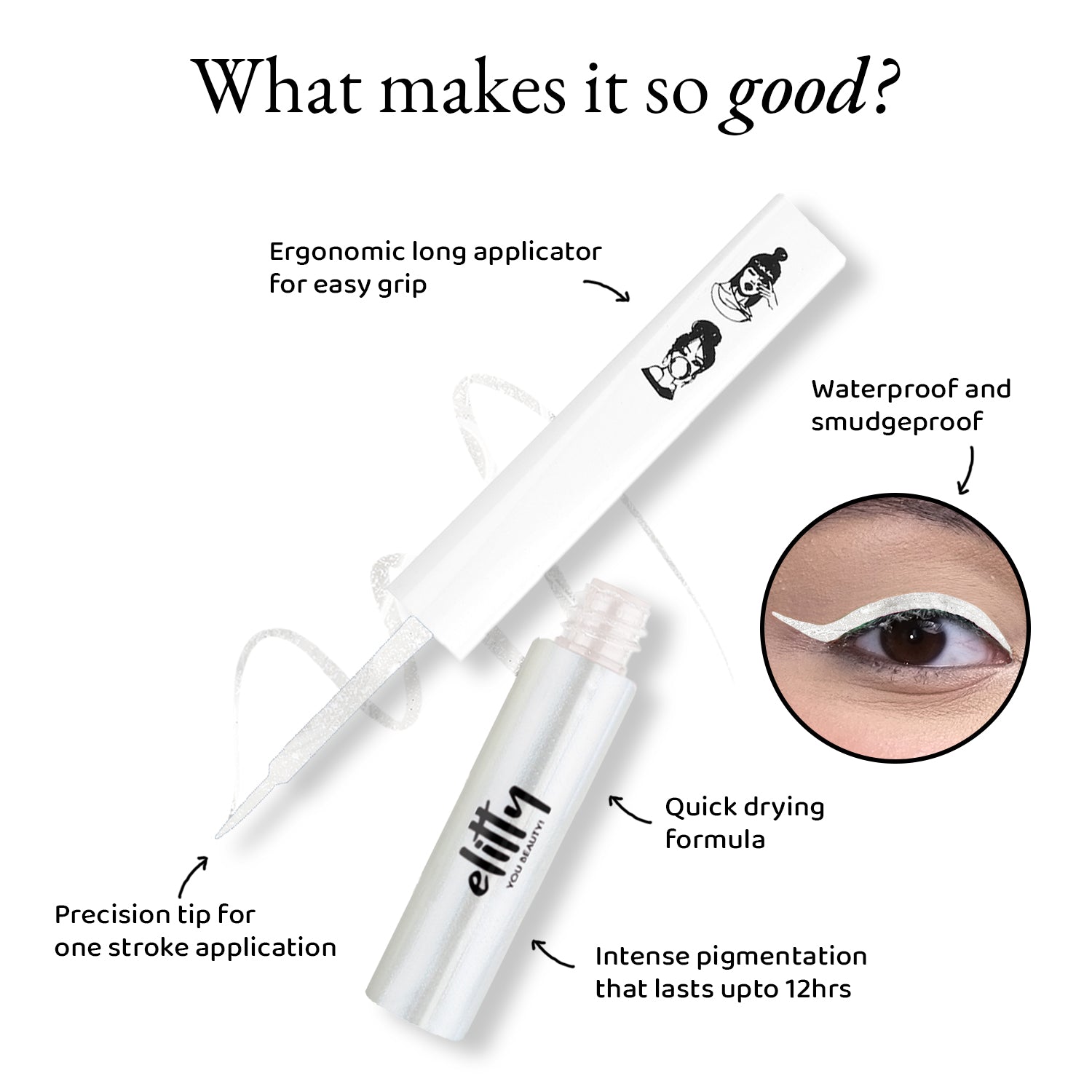 Elitty Silver Metallic Pop Coloured Eyeliner - Cloud Nine (4ml)